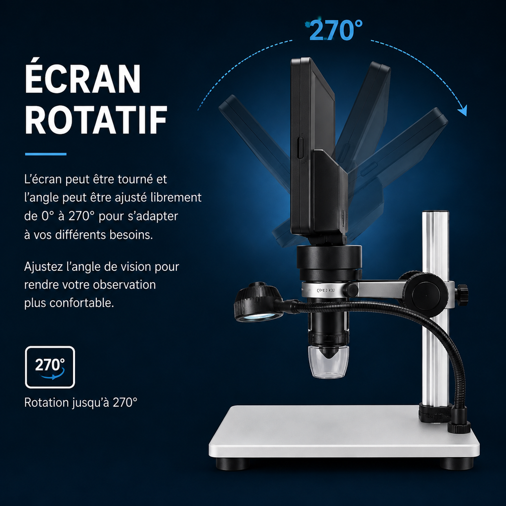 Microscope industriel avec écran HD 1200x
