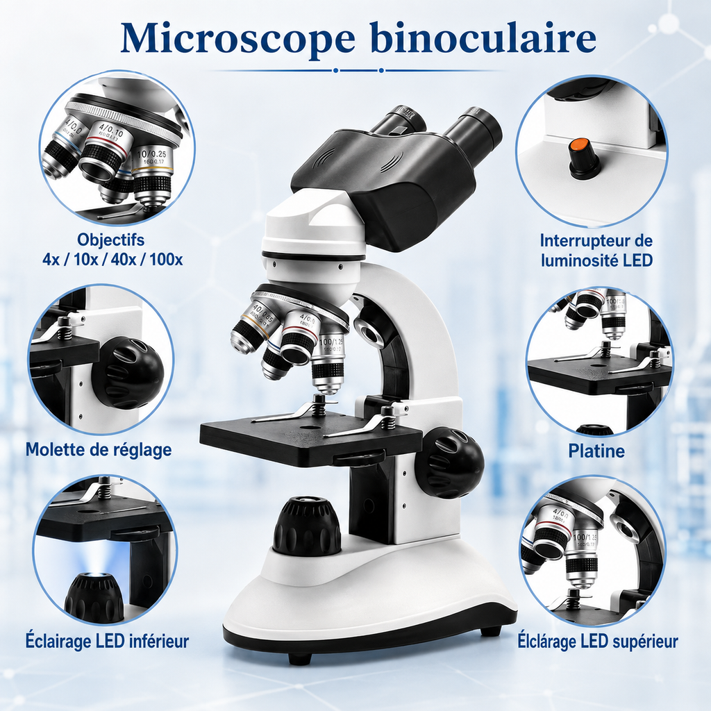 Microscope Binoculaire Optique 40x-5000x