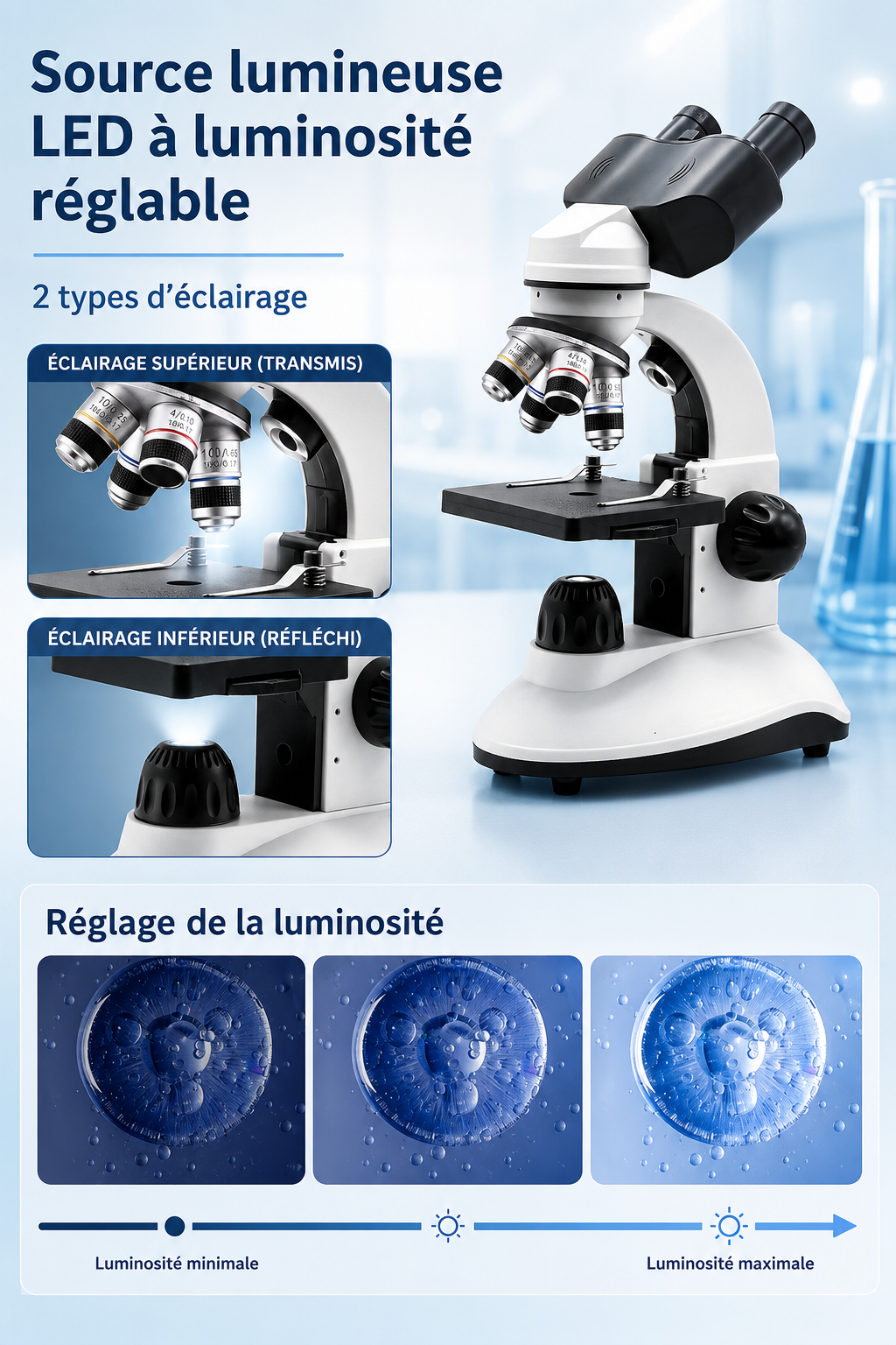 Microscope Binoculaire Optique 40x-5000x