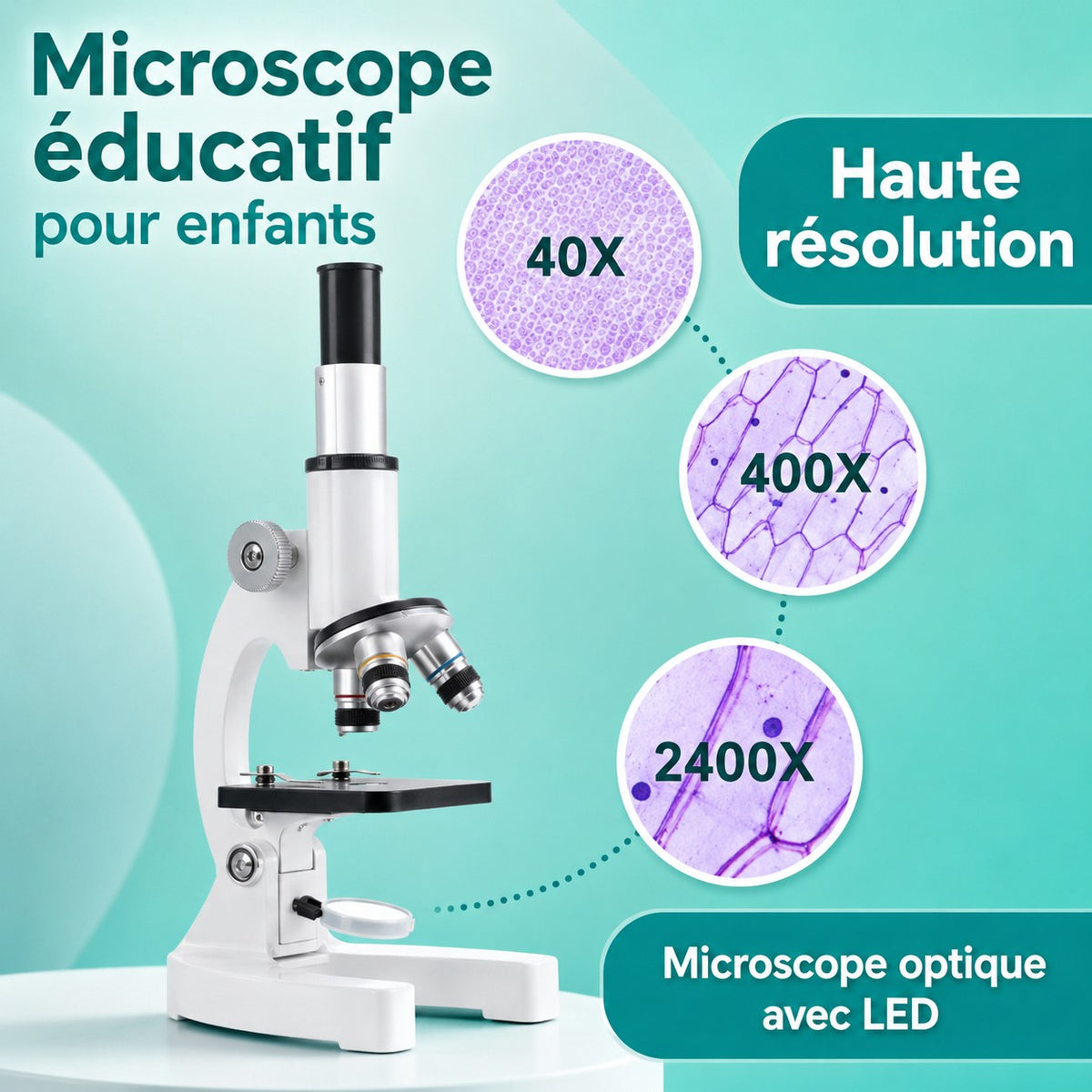 Microscope Biologique Monoculaire 40X-2400X