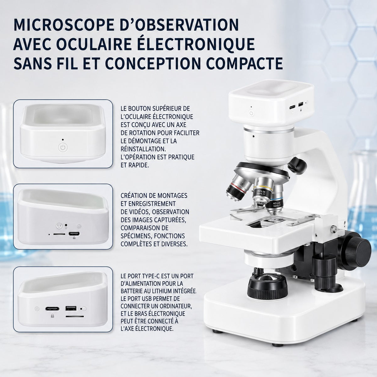 Microscope Electronique wifi 500x-1500x