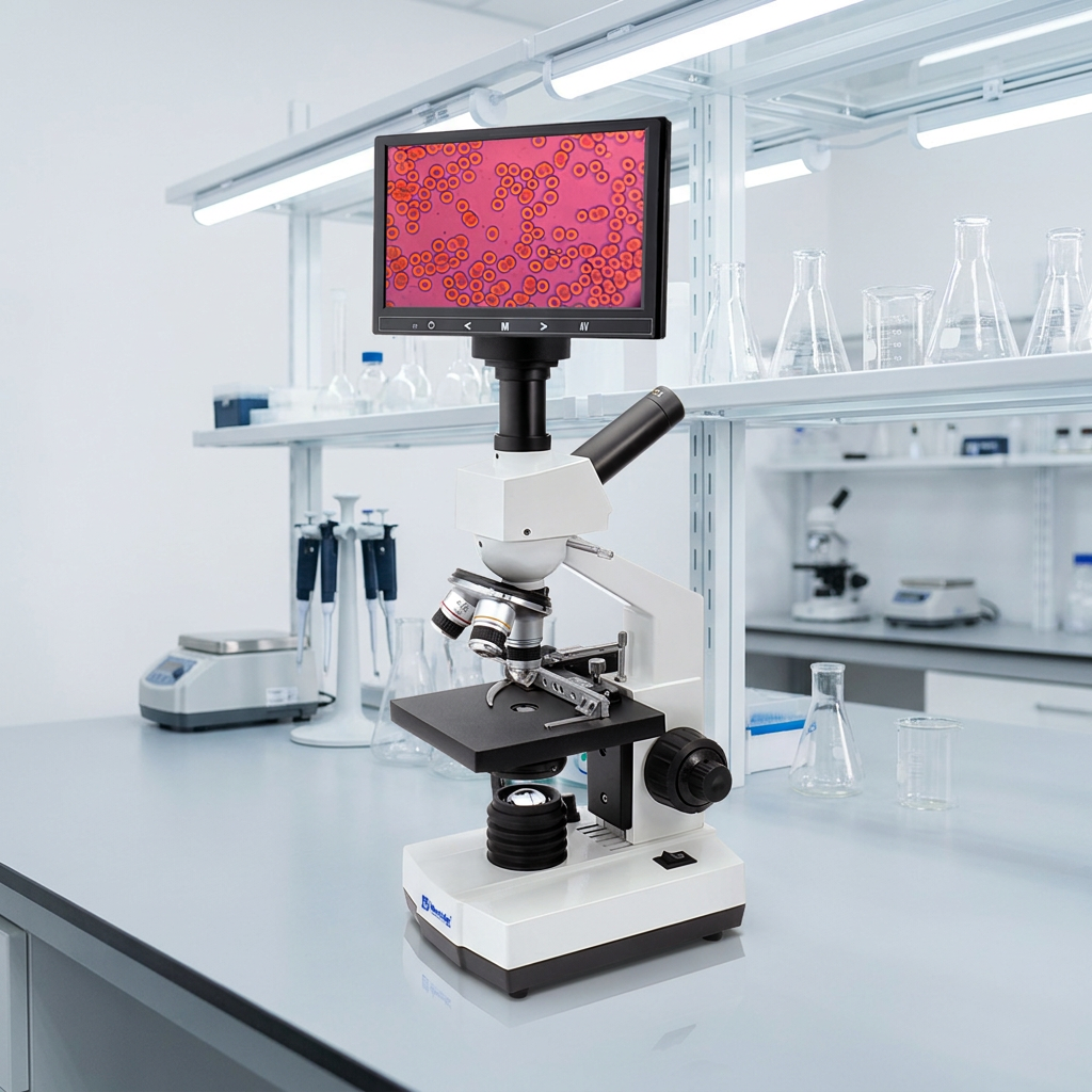 Microscope Biologique Monoculaire avec Écran HD 7 pouces 40x-400x