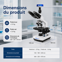 Microscope Biologique Trinoculaire 40x-1000x avec caméra 4K